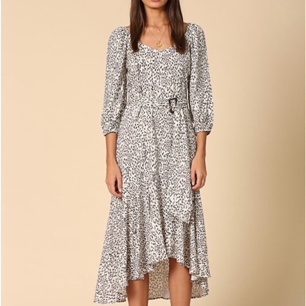 By Together MID LENGTH ANIMAL PRINT DRESS WITH BELT Sz L